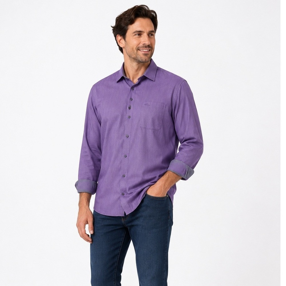 Tommy Bahama Button Down Shirt Men Large Purple Pima Cotton Herringbone